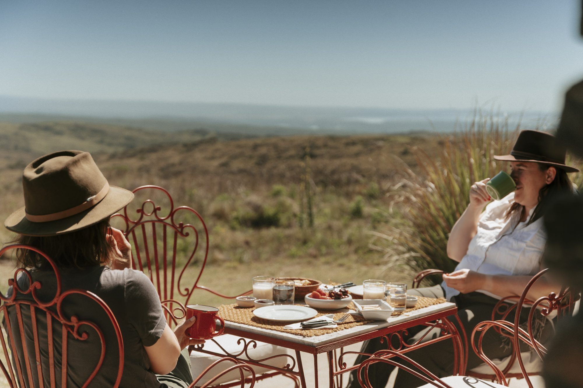 Breakfast on the terrace looking over the hills