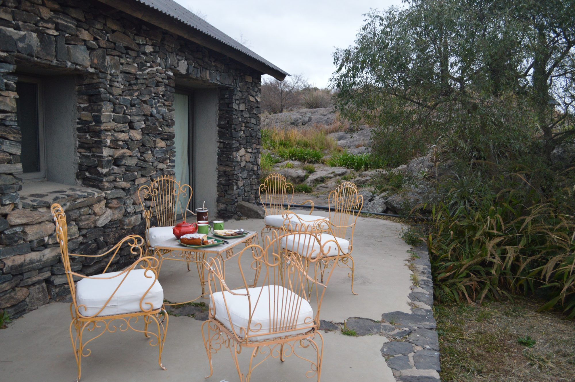 A bedroom's private terrace, tea served